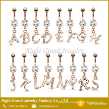 316L Surgical Steel Material Alphabet Letter Dangling Navel Belly Ring Piercing Jewelry